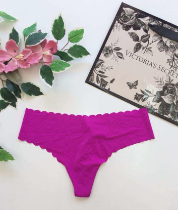 Imagen de Victoria's Secret  Thong No-Show Rosa Fiusha Con Ondas